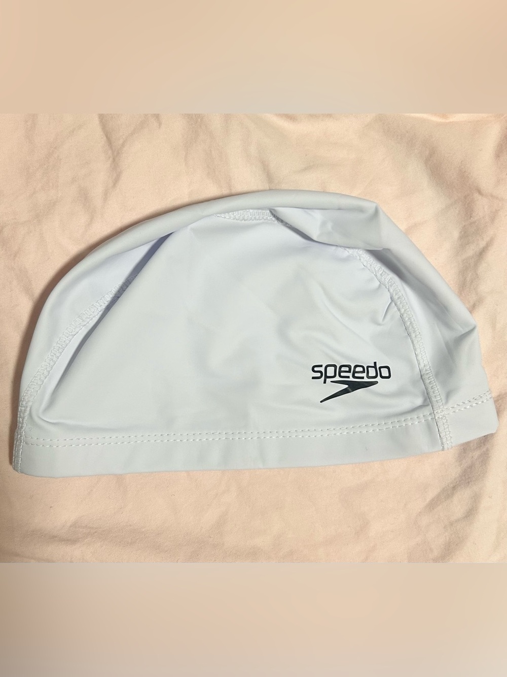 Speedo White Swim Cap with Black Logo